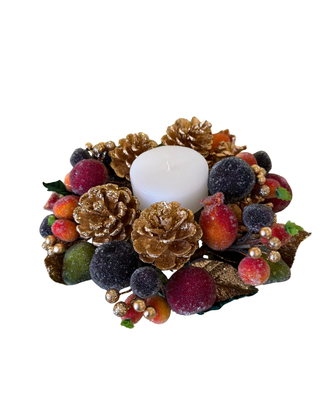 4" Multi-Beaded Fruited Candle Ring/Wreath