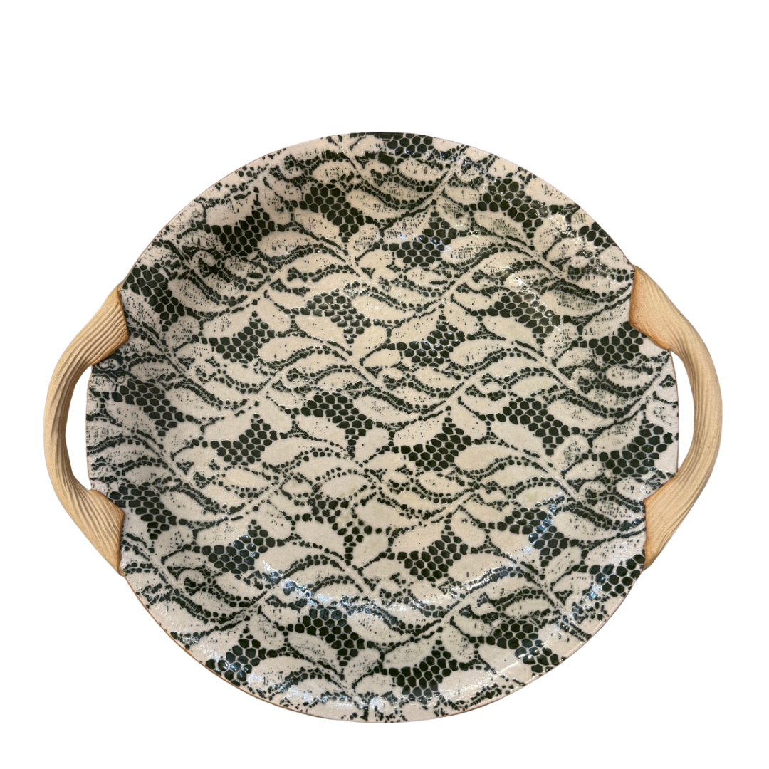 Pine Arbor 13" Round Platter with Handles