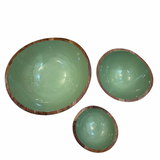 Set of Three Wooden Bowls-Matcha