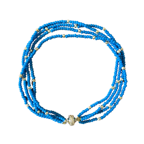 Peppercorn French Blue Mulit-Strand Necklace