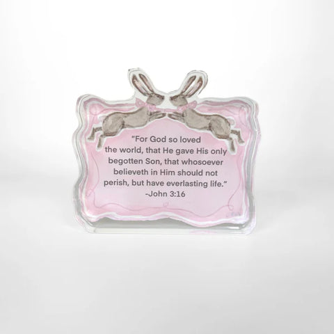 Pink John 3:16 Acrylic Scripture Block