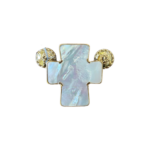 14K Mother of Pearl Cross Centerpiece