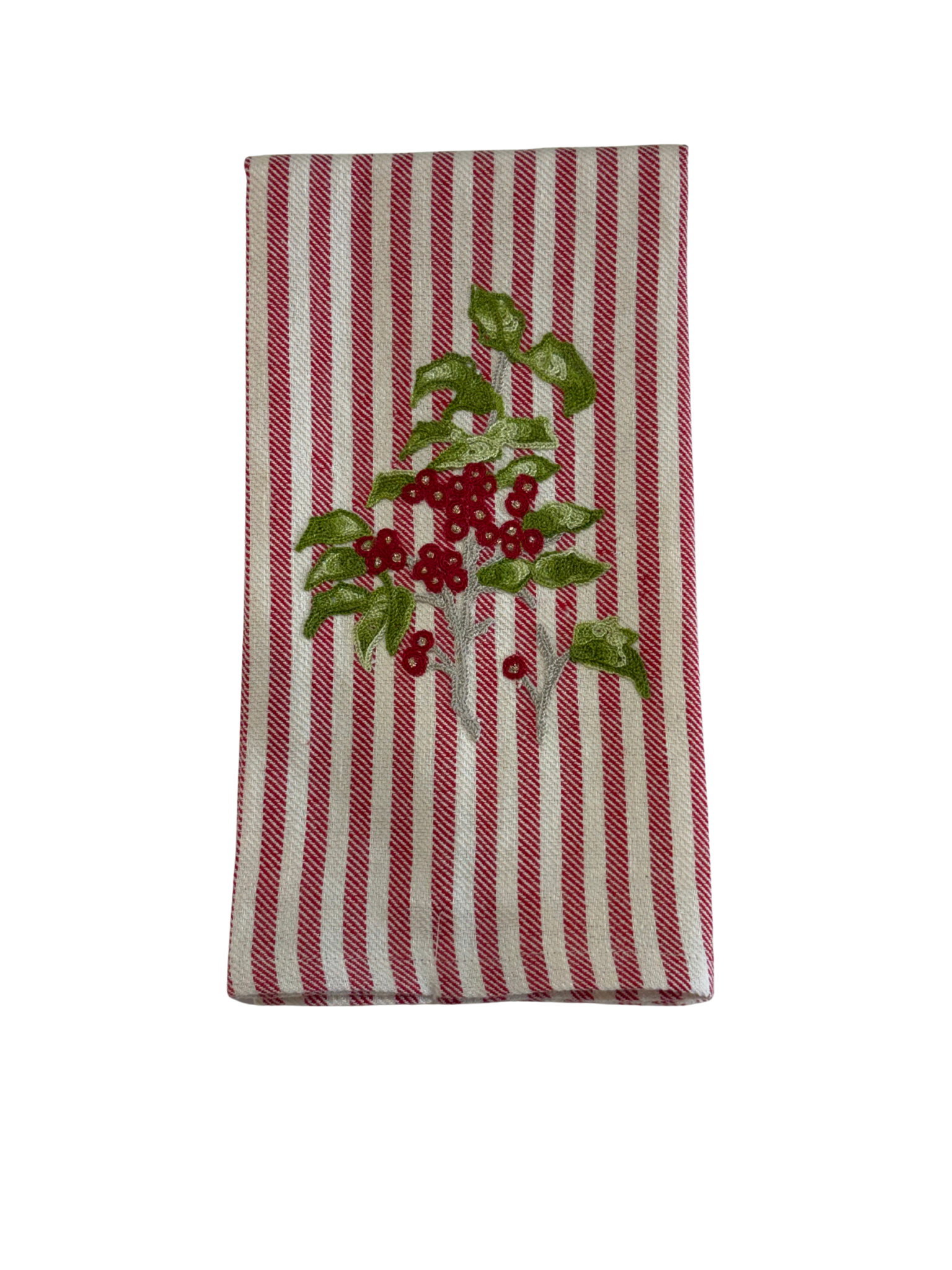 Embroidered Kitchen Towel, Mistletoe