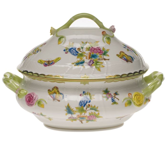 Queen Victoria Green Tureen with Branch Handles