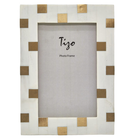 Bone and Resin Brass Frame - White