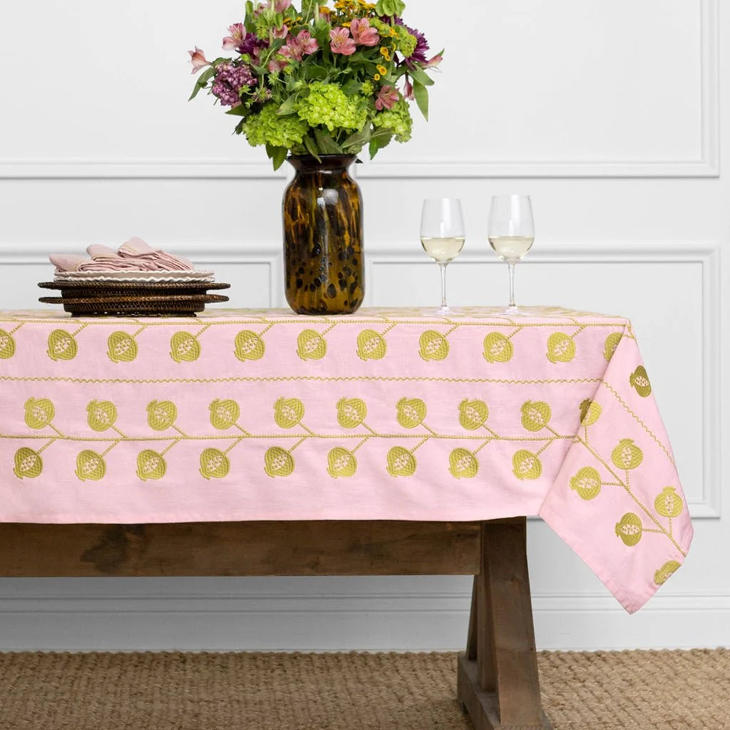 Pomegranate Crewel Light Pink Tablecloth 60x120