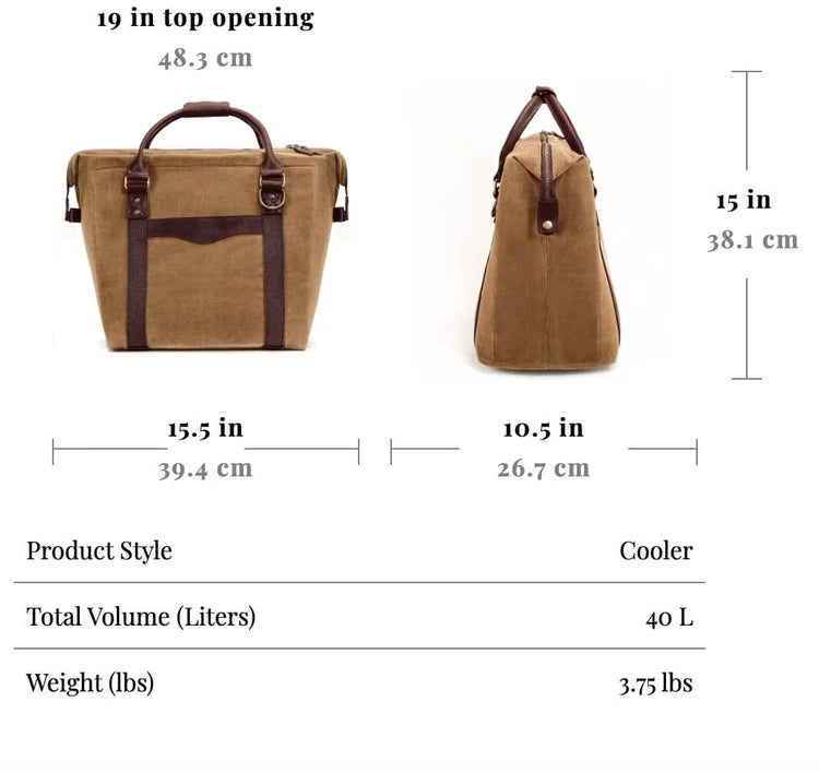Large Waxed Canvas Cooler Tote