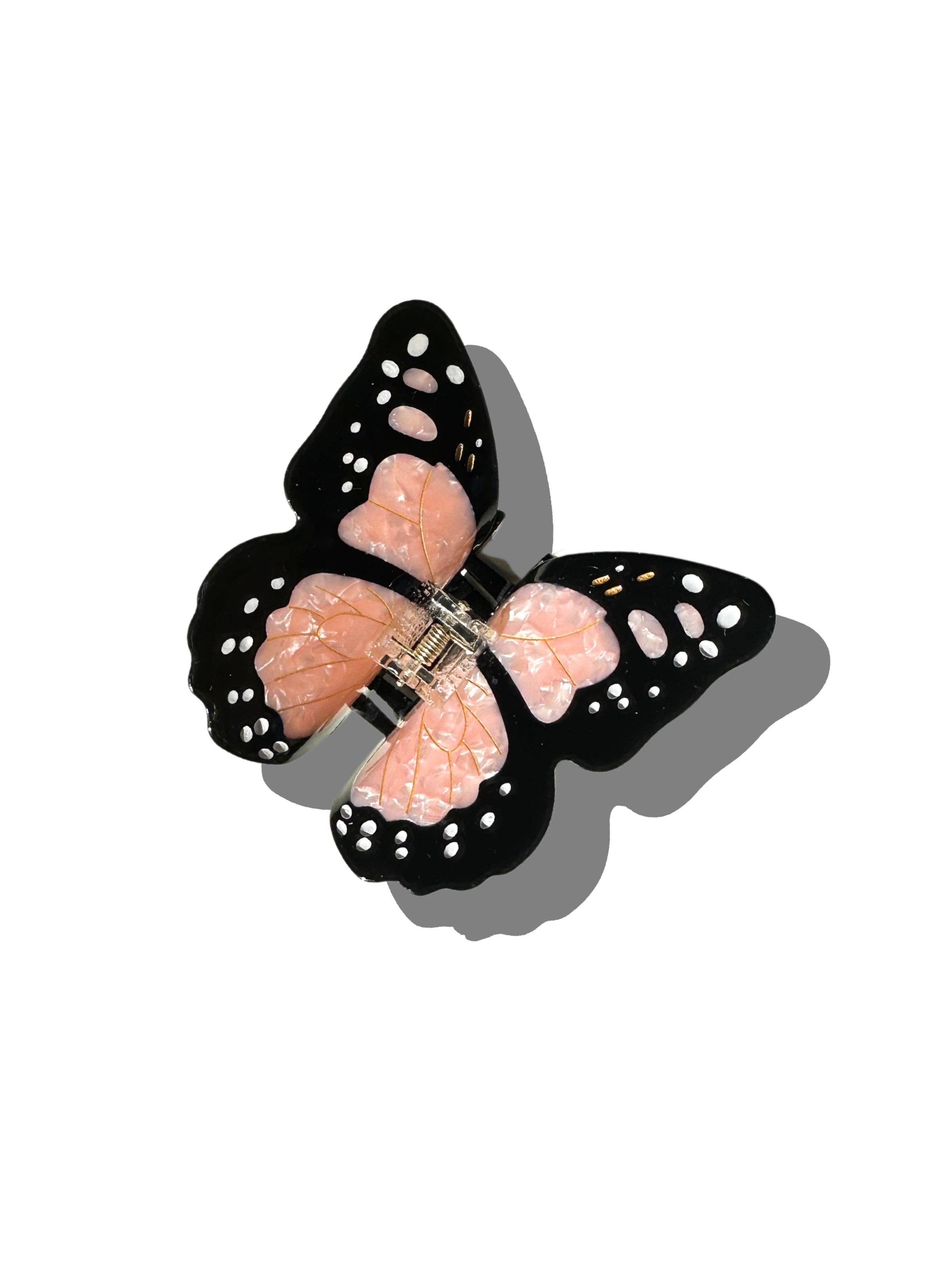Hand-painted Monarch Butterfly Claw Hair Clip | Eco-Friendly: Pink