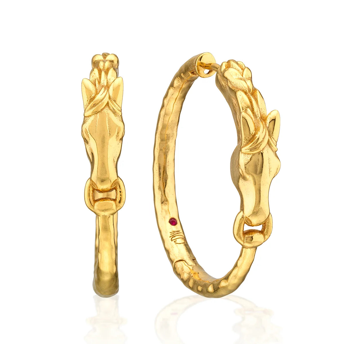 Equestrian Horsehead Hoop Earrings - Gold