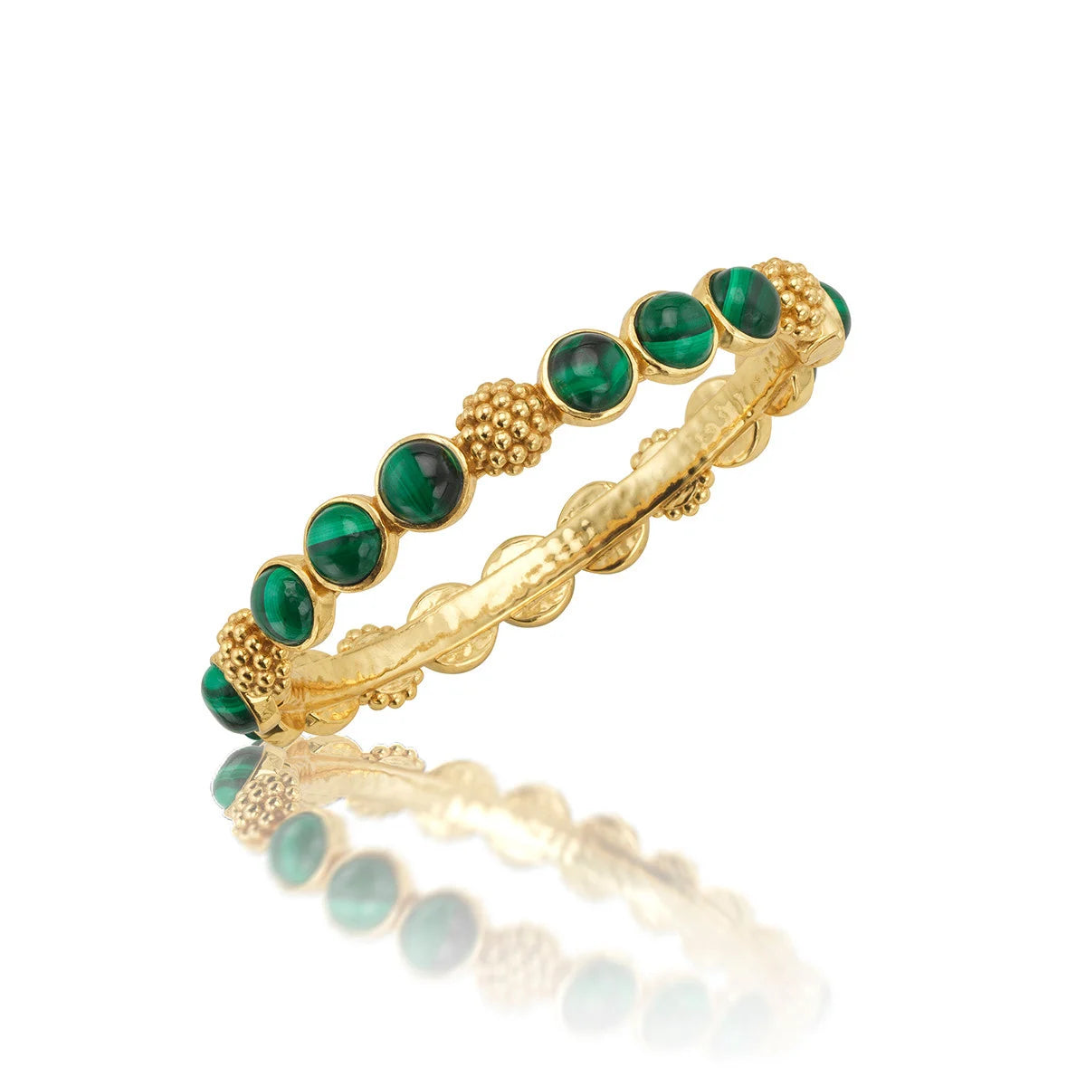 Berry Gem Hinged Bangle - Malachite