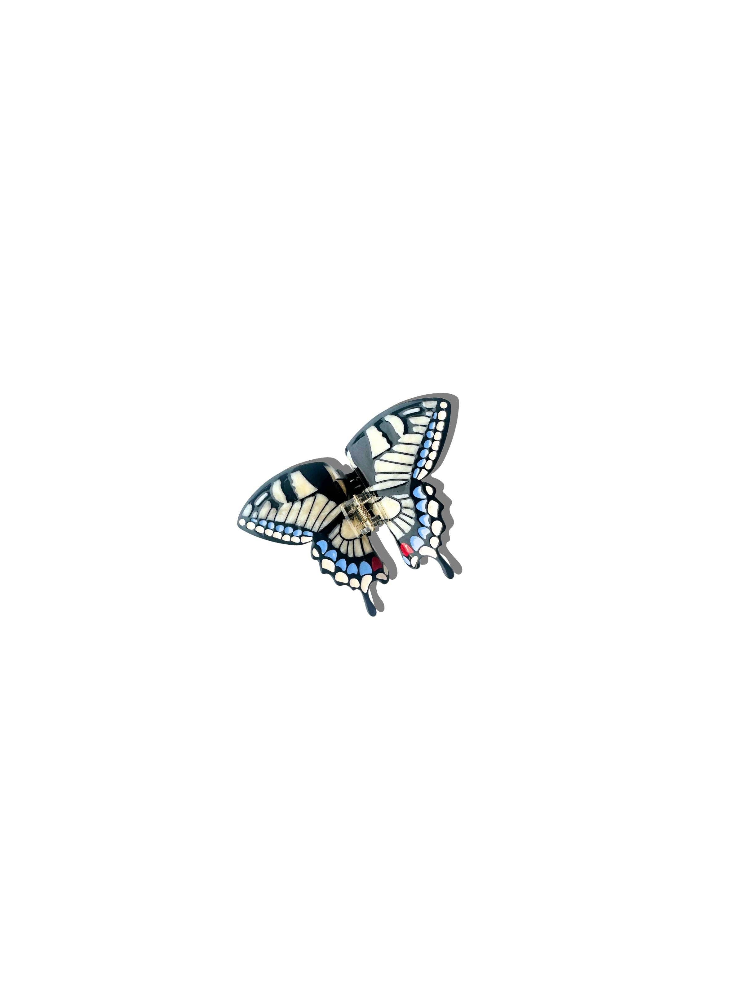 Hand-Painted Mini Swallowtail Butterfly Claw Hair Clip | Eco-Friendly: White