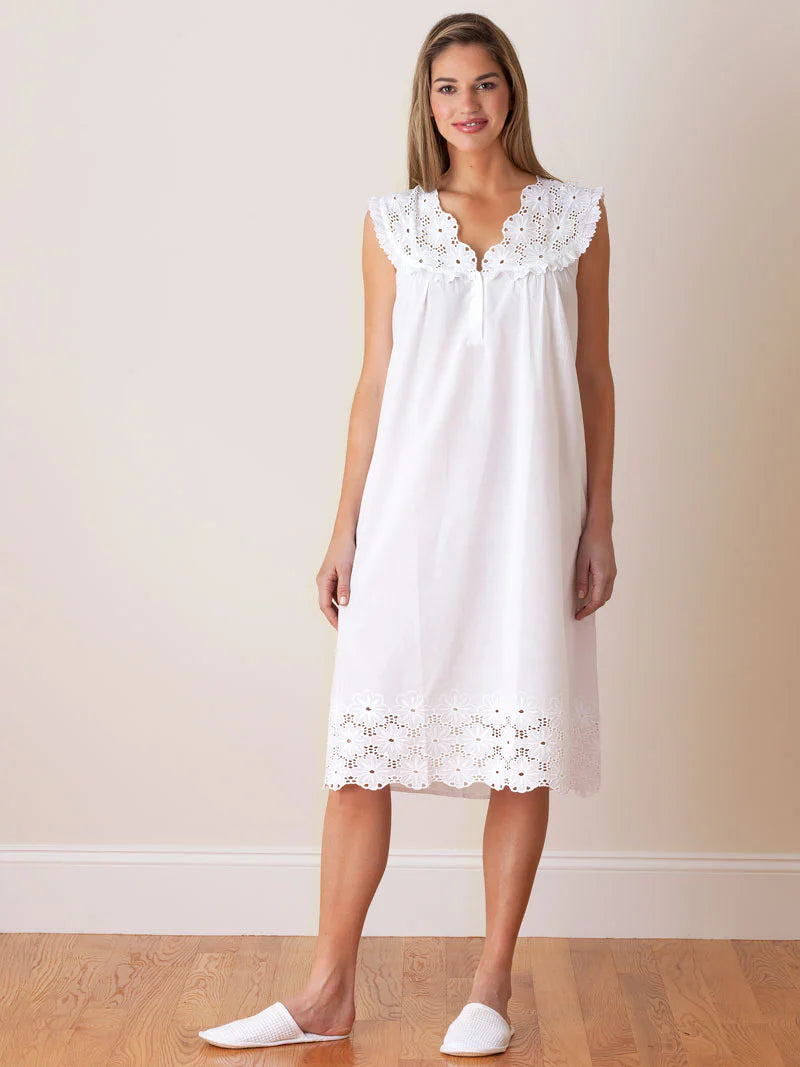 Eloise White Cotton Nightgown