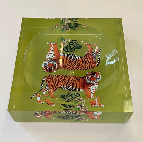 Tiger Seeing Double Hot Green Acrylic Candy Dish