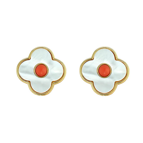 Angelina Stud Coral- Clip Earrings