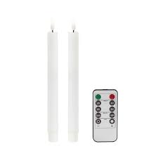 White Wax LED Candles - Set of 2