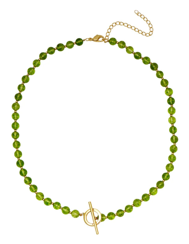 Peridot Gemstone Toggle Charm Necklace