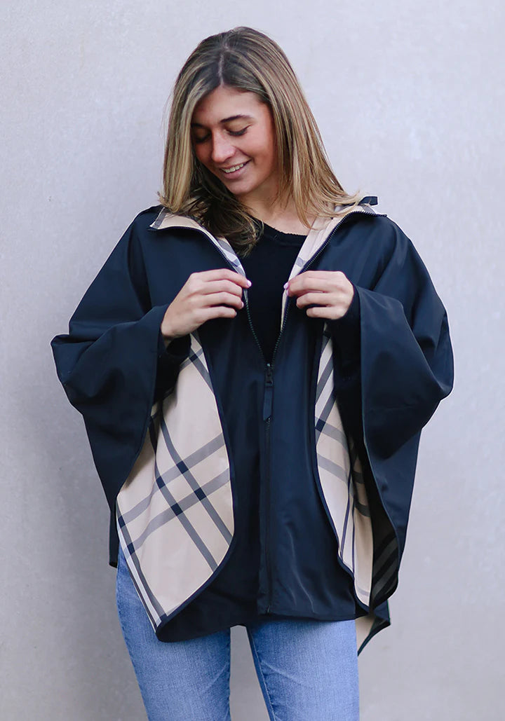 Black & Plaid SPORTYRAP | Woman's Rain Jacket