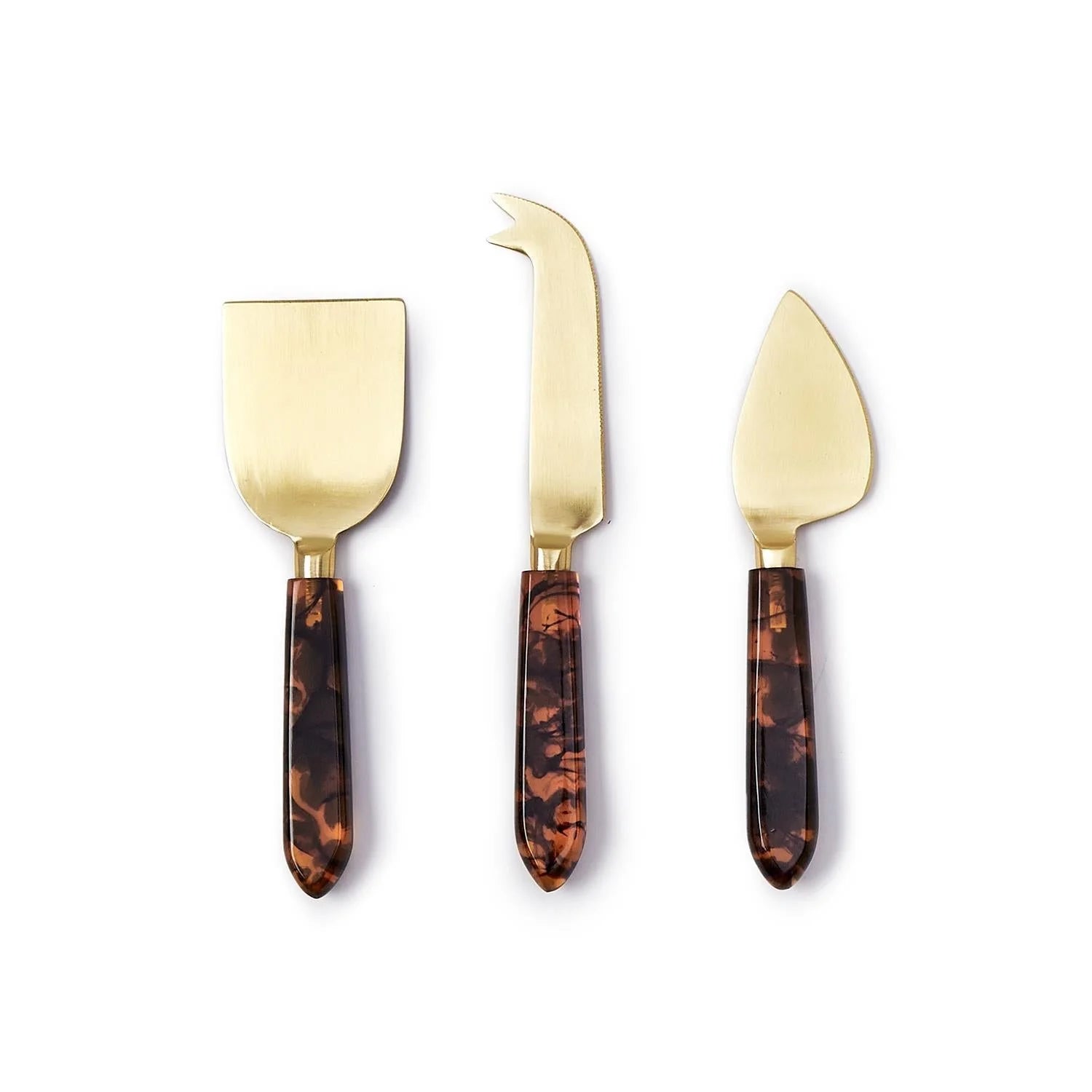 Set of 3 Tortoise Swirl Cheese Knives