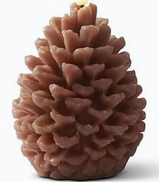 Brown Wax LED Pinecone Flicker Flame Candle w/Timer 6 Inch
