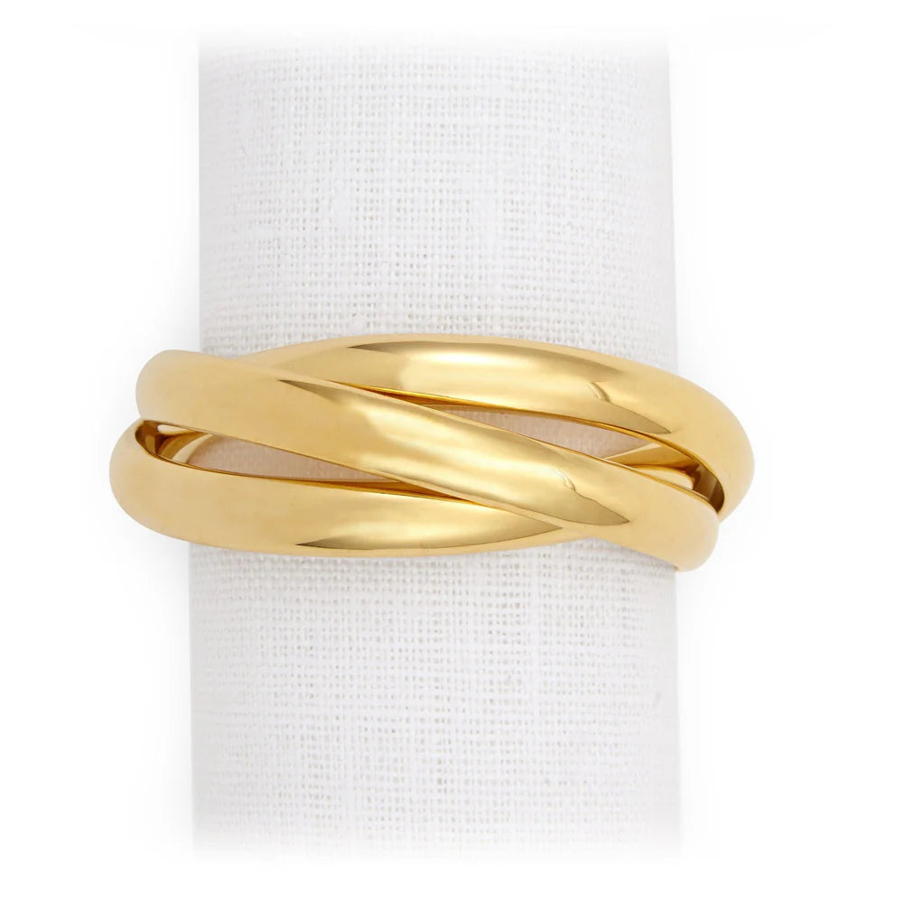 Three Ring Gold Napkin Ring-Set of Four