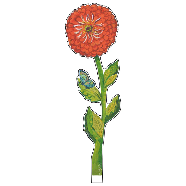 Red Zinnia Stem Small