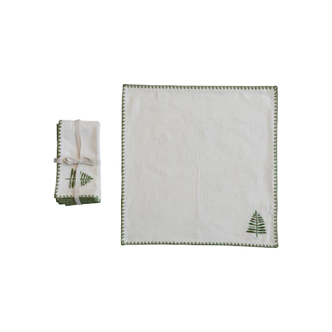 Set of 4 Embroidered Tree Napkins