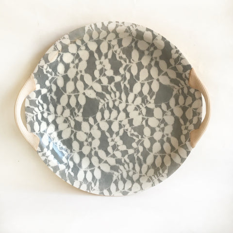 Charcoal Aspen Round Platter with Handles