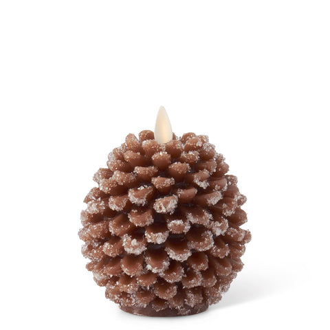 Brown Wax Snowy Pinecone Small