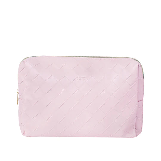 Large Beauty Bag Woven Peony Pink