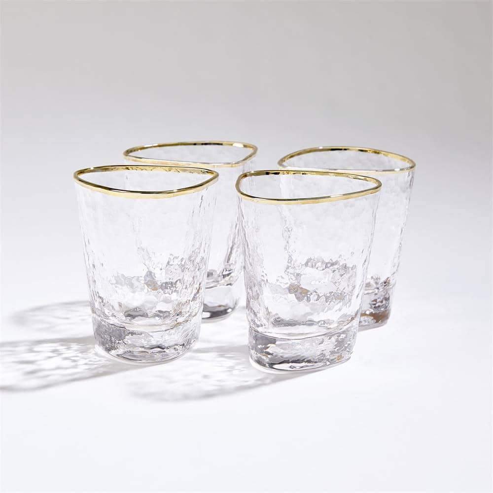 Set of 4 Hammered DOF With Gold Rim