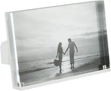 Frame for 7” x 5” photos  Featuring clear and durable 1” thick lucite with specially-designed clear lucite easel back  Stands horizontally
