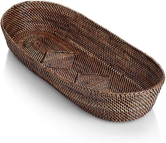 Large Oval Bread Basket with Braided Edge