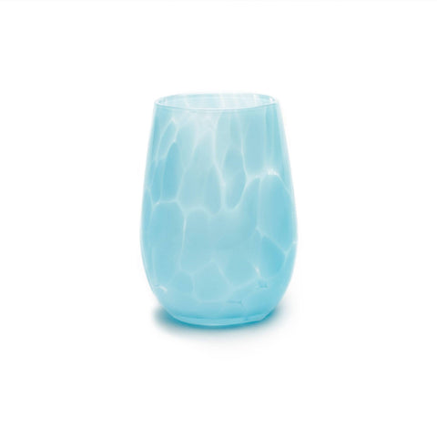 Saban Glass Stemless Fritsy Wine - Light Blue