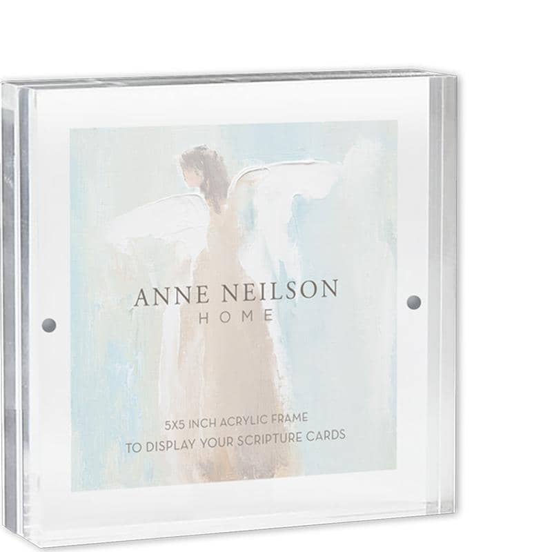 5x5 inch acrylic frame with magnetic closures for displaying your scripture cards