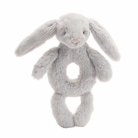 Bashful Grey Bunny Ring Rattle