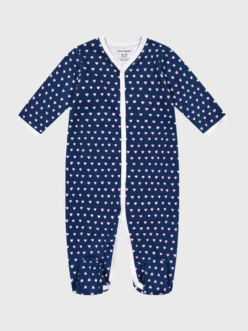 Infant Navy Hearts Footie Pajamas