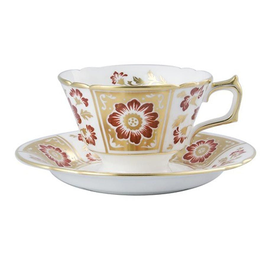 Derby Panel Red Tea Cup & Saucer