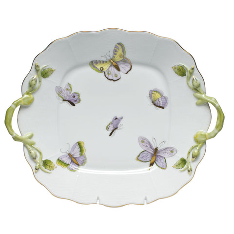 Royal Garden Square Cake Plate with Handles