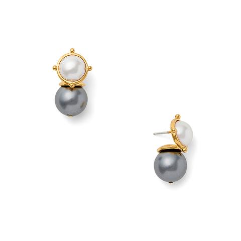 Grey and White Pearl Earrings