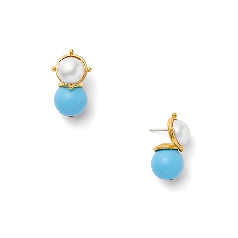 Turquoise and White Earrings