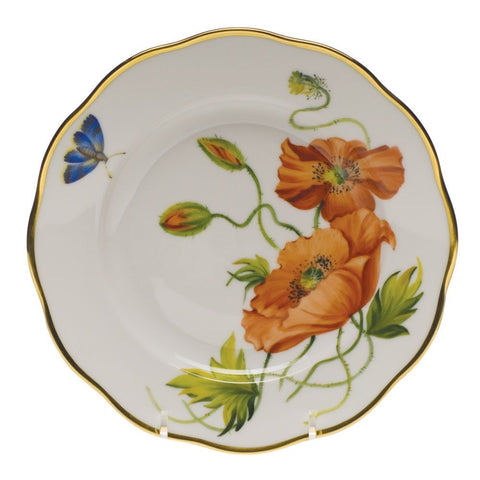 7.5"D   Designed exclusively by and for the U.S. market, the stunning "American Wildflowers" pattern features twelve wildflowers in four colorways: blues, red-oranges, yellows, and pinks. These beautifully detailed botanicals show off the true artistry and meticulous skills of Herend's craftspeople with a colorful and contemporary flair. The motifs may be mixed for an unforgettable tablesetting, or choose your favorite colors and blooms for the ultimate in personalization.