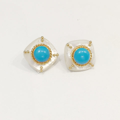 Turquoise and Mother of Pearl Earring