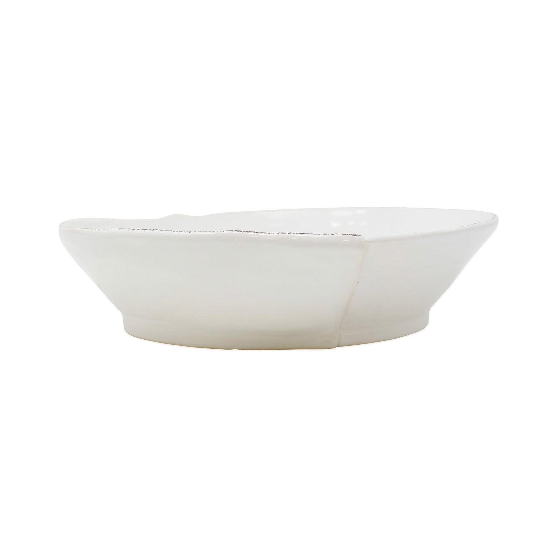 Lastra White Medium Shallow Serving Bowl