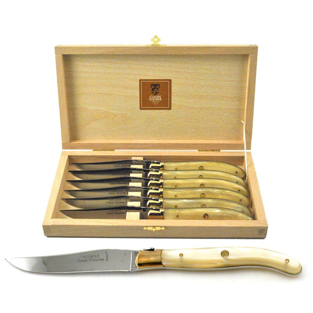 Laguiole Steak Knives Natural Handle Set of 6