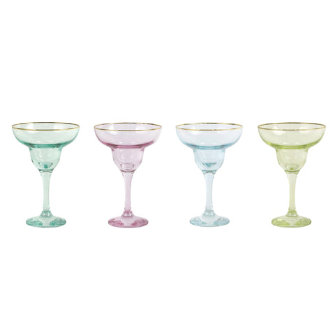 Rainbow Assorted Margarita Glasses-Set of Four