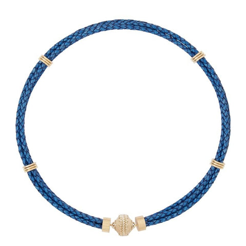 Blue Aspen Leather Braided Necklace