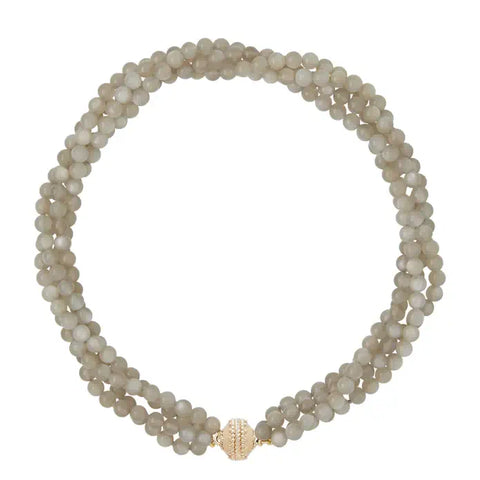 Victoire Gray Moonstone 6mm Multi-Strand Necklace