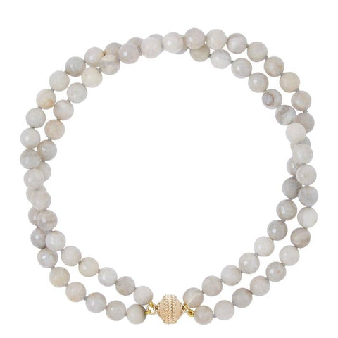 Victoire Light Gray Agate 10mm Double Strand Necklace