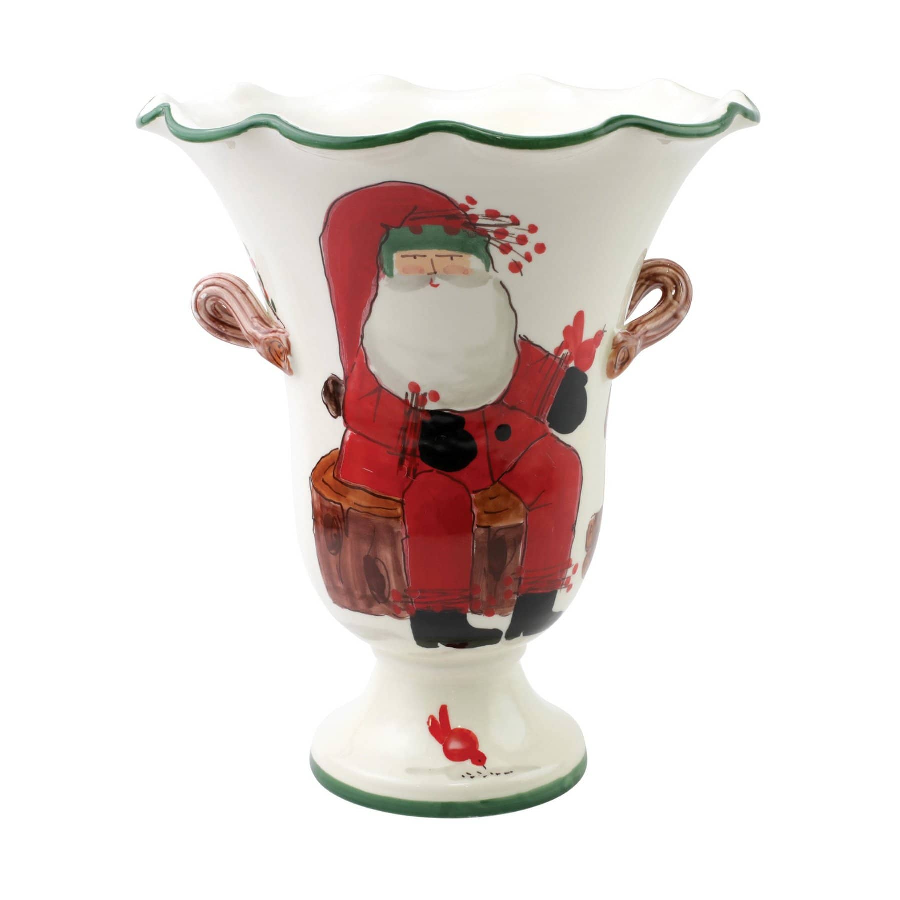 Old St. Nick Large Footed Cachepot With Campfire