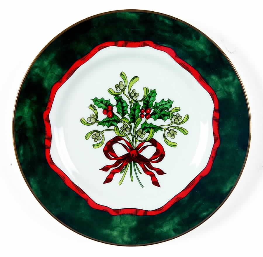 Holly Ribbons Green Bread & Butter Plate